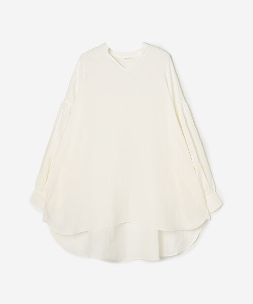 Bshop（ビショップ）の「eunoia | Vネック オーバーサイズ ブラウス WOMEN（シャツ/ブラウス・レディース・ブラック/ホワイト・ONE）」の3枚目の写真