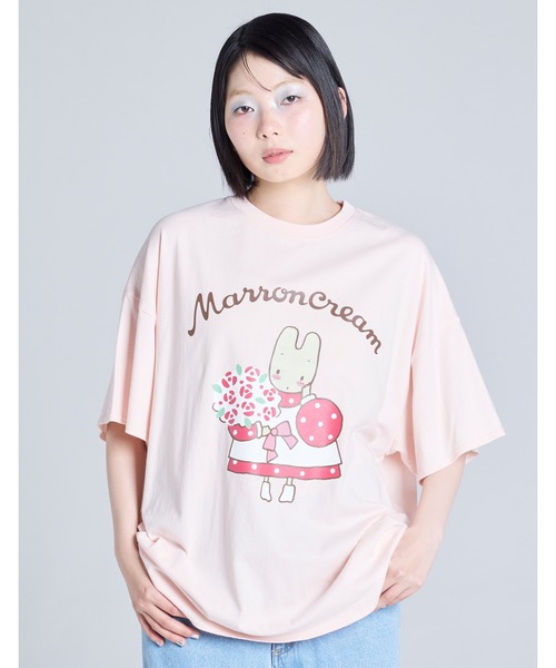 Little sunny bite（リトルサニーバイト）の「【Little Sunny Bite】MARRONCREAM x little sunny bite big tee（Tシャツ/カットソー・レディース・ホワイト/ピンク/ブラック・SMALL/MEDIUM）」の3枚目の写真