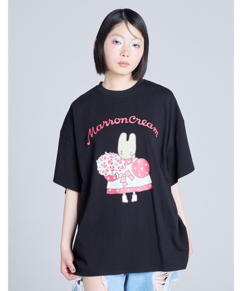 Little sunny bite（リトルサニーバイト）の「【Little Sunny Bite】MARRONCREAM x little sunny bite big tee（Tシャツ/カットソー・レディース・ホワイト/ピンク/ブラック・SMALL/MEDIUM）」の2枚目の写真