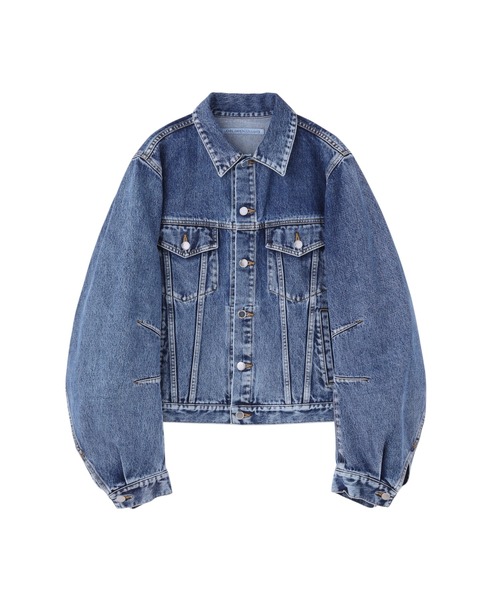 JOHN LAWRENCE SULLIVAN(ジョンローレンスサリバン)の「WASHED DENIM MASSIVE ROUNDED SLEEVE JACKET(デニムジャケット・メンズ・ブラック/インディゴブルー・48/46)」の2枚目の写真