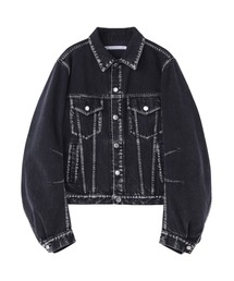 JOHN LAWRENCE SULLIVAN(W[XTo)WASHED DENIM MASSIVE ROUNDED SLEEVE JACKET(fjWPbg)