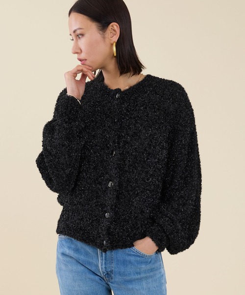 marmors（マルモア）の「【marmors】lame dolman knit cardigan（カーディガン/ボレロ・レディース・ブラック/オフホワイト・36）」の2枚目の写真