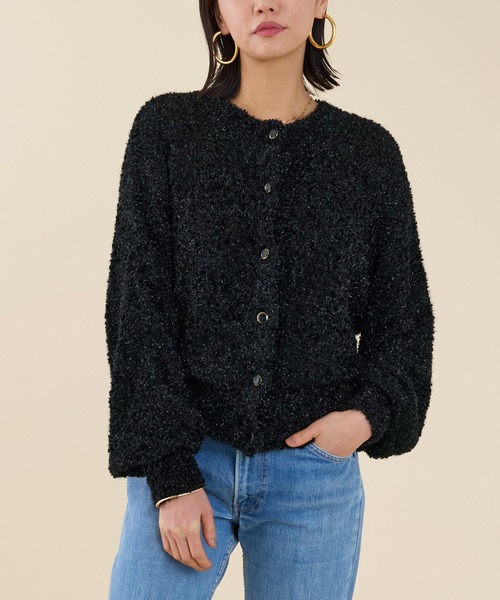 marmors（マルモア）の「【marmors】lame dolman knit cardigan（カーディガン/ボレロ・レディース・ブラック/オフホワイト・36）」の3枚目の写真