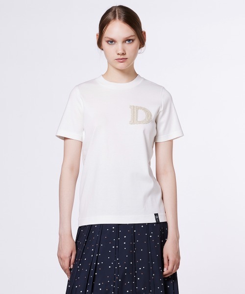 DOUBLE STANDARD CLOTHING（ダブルスタンダードクロージング）の「Dロゴ刺繍フライスTシャツ（Tシャツ/カットソー・レディース・オフホワイト/ベージュ/ブラウン・FREE）」の5枚目の写真