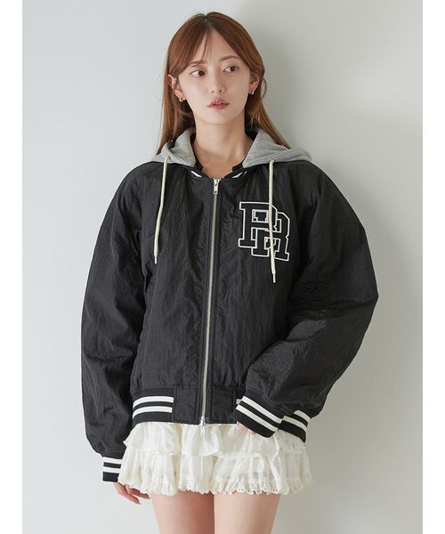 完売Ｍサイズ♥️ SNIDEL【NUTMEG】コラボフード付きMA-1✨ GRY NUTMEG】コラボフード付きMA-1（ブルゾン）｜SNIDEL（スナイデル）の