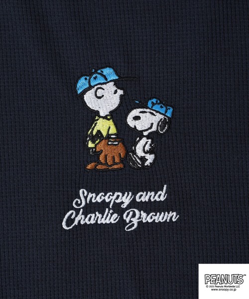 PEANUTS(ピーナッツ)の「PEANUTS ワッフル刺繍長袖Tシャツ(Tシャツ/カットソー・メンズ・ホワイト/杢グレー/ネイビー/ブラック・L/M/LL)」の17枚目の写真