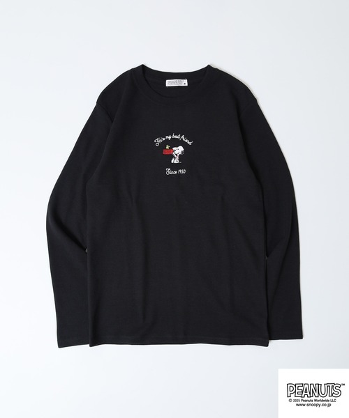 PEANUTS(ピーナッツ)の「PEANUTS ワッフル刺繍長袖Tシャツ(Tシャツ/カットソー・メンズ・ホワイト/杢グレー/ネイビー/ブラック・L/M/LL)」の22枚目の写真