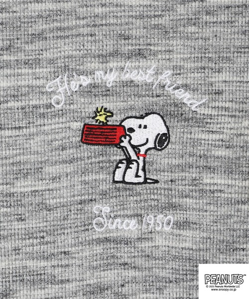 PEANUTS(ピーナッツ)の「PEANUTS ワッフル刺繍長袖Tシャツ(Tシャツ/カットソー・メンズ・ホワイト/杢グレー/ネイビー/ブラック・L/M/LL)」の14枚目の写真