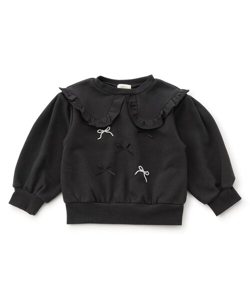 Seraph（セラフ）の「【ジュニア対応】襟付き風パールリボントレーナー（スウェット・キッズ・グレー/ピンク/チャコール・90/100/110/120/130/140）」の6枚目の写真