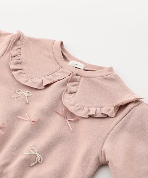 Seraph（セラフ）の「【ジュニア対応】襟付き風パールリボントレーナー（スウェット・キッズ・グレー/ピンク/チャコール・90/100/110/120/130/140）」の10枚目の写真