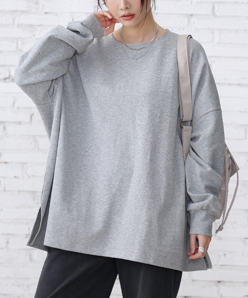 ReRe(リリ)の「ロングスリーブシャツトップス(Tシャツ/カットソー・レディース・ブラック/アイボリー/グレー/グリーン・FREE)」の1枚目の写真