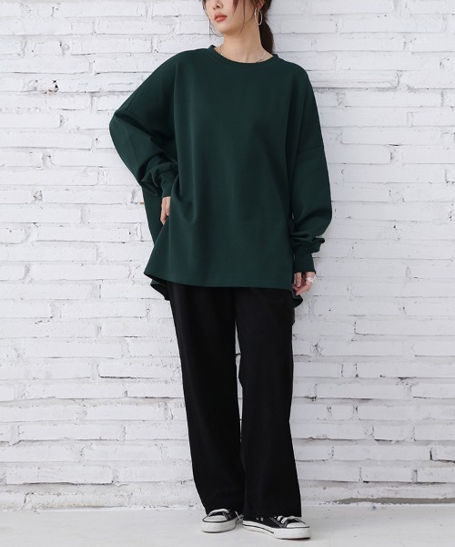 ReRe(リリ)の「ロングスリーブシャツトップス(Tシャツ/カットソー・レディース・ブラック/アイボリー/グレー/グリーン・FREE)」の9枚目の写真