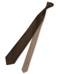TAKA-Q（タカキュー）の「＊【シルクサテン リバーシブル】タカキュー ナロータイ 7.5cm幅 茶×ベージュ（ネクタイ・メンズ）」