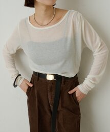 Omekashi | シアーリブオフショルロングTシャツ(Tシャツ/カットソー)