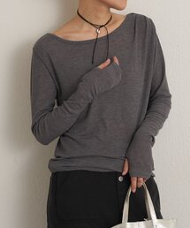 Omekashi | シアーリブオフショルロングTシャツ(Tシャツ/カットソー)
