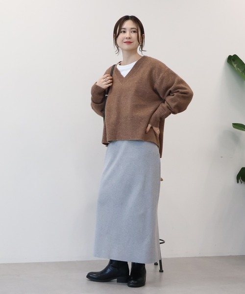 AMERICAN HOLIC（アメリカンホリック）の「バイパチ総針ニットタイトスカート（スカート・レディース・ブラック/杢グレー/ダークグリーン/パープル・S/M/L）」の9枚目の写真