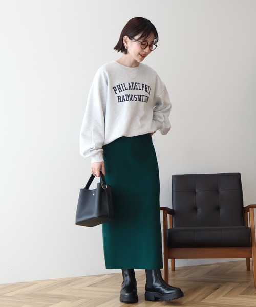 AMERICAN HOLIC（アメリカンホリック）の「バイパチ総針ニットタイトスカート（スカート・レディース・ブラック/杢グレー/ダークグリーン/パープル・S/M/L）」の14枚目の写真