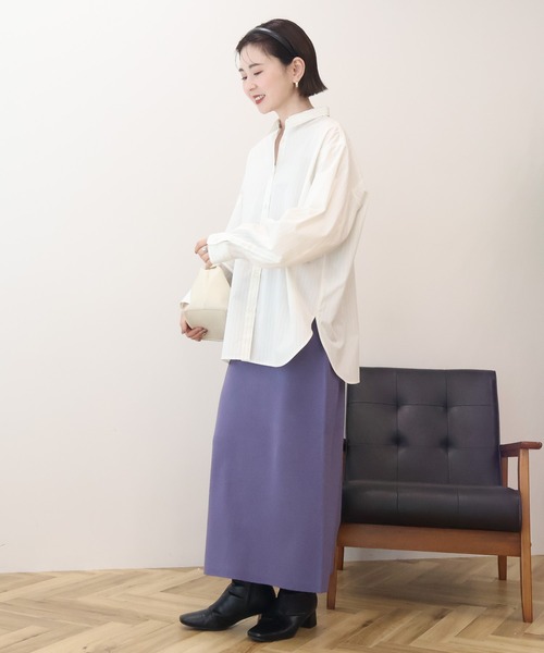 AMERICAN HOLIC（アメリカンホリック）の「バイパチ総針ニットタイトスカート（スカート・レディース・ブラック/杢グレー/ダークグリーン/パープル・S/M/L）」の6枚目の写真