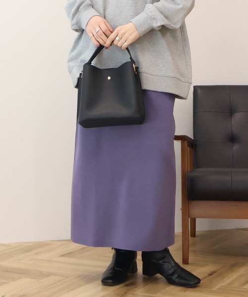 AMERICAN HOLIC（アメリカンホリック）の「バイパチ総針ニットタイトスカート（スカート・レディース・ブラック/杢グレー/ダークグリーン/パープル・S/M/L）」の8枚目の写真