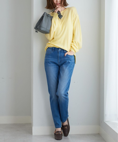 BELLUNA PLUS(ベルーナ)の「やわらかストレッチデニムスリムパンツ68(その他パンツ・レディース・ライトブルー/ネイビー/ブルー・X-LARGE/LARGE/MEDIUM/SMALL)」の14枚目の写真
