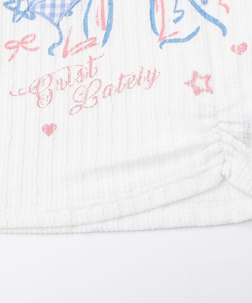 HOOK(フック)の「HOOK for girls リボン刺繍×レースアップ オフショル ロングスリーブトップス(Tシャツ/カットソー・レディース・ブラック/ホワイト・MEDIUM/SMALL)」の11枚目の写真