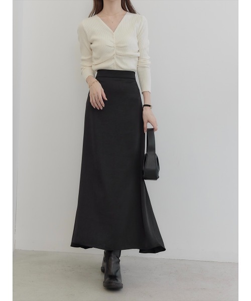 amel（エイメル）の「【RE ARRIVAL】マットサテンフレアスカート / ブラック（スカート・レディース・ブラック・FREE）」の8枚目の写真