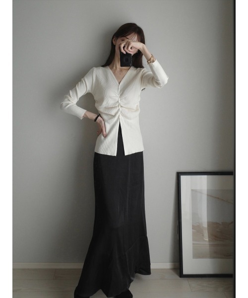 amel（エイメル）の「【RE ARRIVAL】マットサテンフレアスカート / ブラック（スカート・レディース・ブラック・FREE）」の9枚目の写真