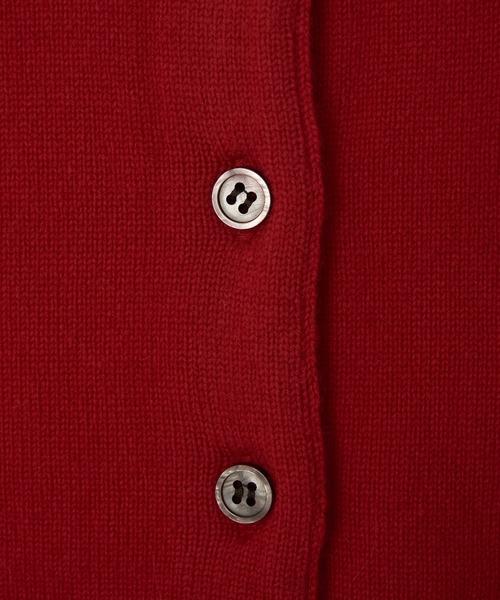 Kijun(キジュン)の「Kijun/キジュン Double Neck Knit Cardigan 重ね着風 ショート丈 ウールニットカーディガン(カーディガン/ボレロ・レディース・グレー/レッド・S/M)」の6枚目の写真