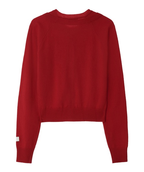 Kijun(キジュン)の「Kijun/キジュン Double Neck Knit Cardigan 重ね着風 ショート丈 ウールニットカーディガン(カーディガン/ボレロ・レディース・グレー/レッド・S/M)」の20枚目の写真