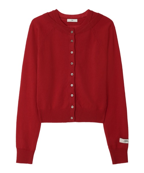 Kijun(キジュン)の「Kijun/キジュン Double Neck Knit Cardigan 重ね着風 ショート丈 ウールニットカーディガン(カーディガン/ボレロ・レディース・グレー/レッド・S/M)」の21枚目の写真