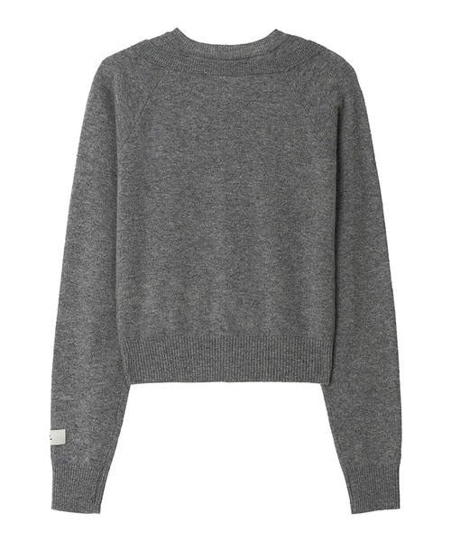 Kijun(キジュン)の「Kijun/キジュン Double Neck Knit Cardigan 重ね着風 ショート丈 ウールニットカーディガン(カーディガン/ボレロ・レディース・グレー/レッド・S/M)」の12枚目の写真