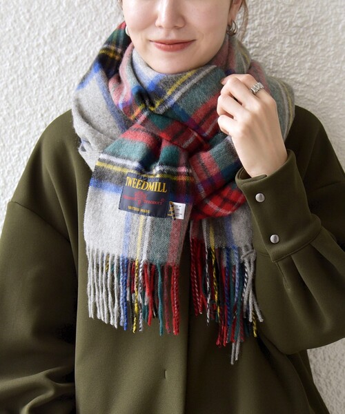 TWEED MILL: チェック ウール ストール 25AW（ストール/ショール