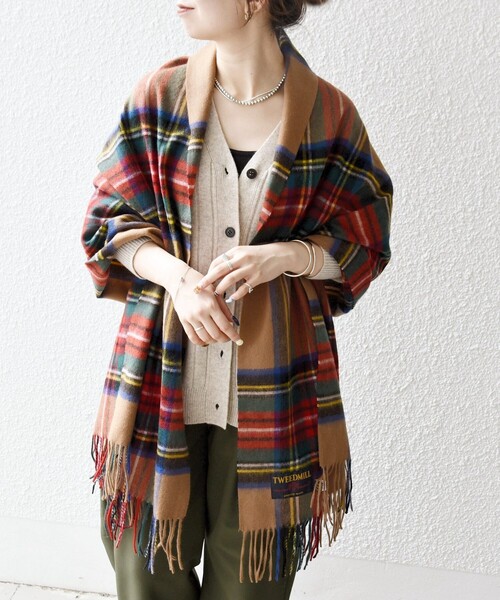 TWEED MILL: チェック ウール ストール 25AW（ストール/ショール