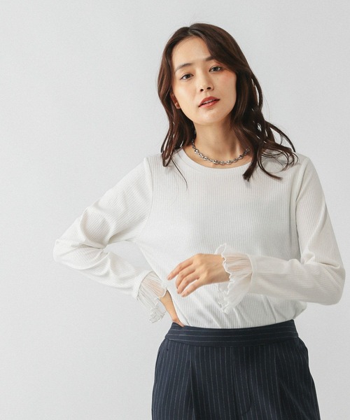 GLOBAL WORK（グローバルワーク）の「Beautee袖フレア長袖/580845（Tシャツ/カットソー・レディース・ホワイト系その他3/ブラック系その他/オフホワイト/ブラック・LARGE/MEDIUM/SMALL）」の8枚目の写真