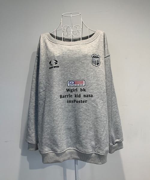 lilful（リルフル）の「アメリカンロゴプリント ビッグシルエット ワンショルダーオーバーサイズスウェット（スウェット・レディース・グレー・M/L）」の10枚目の写真