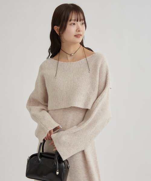 mystic（ミスティック）の「【SETアイテム！】クロスニット ワンピース（ワンピース・レディース・チャコールグレー/アイボリー・1/2）」の6枚目の写真