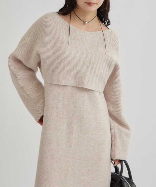 mystic（ミスティック）の「【SETアイテム！】クロスニット ワンピース（ワンピース・レディース・チャコールグレー/アイボリー・1/2）」の17枚目の写真