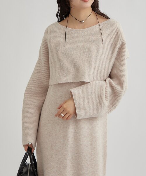 mystic（ミスティック）の「【SETアイテム！】クロスニット ワンピース（ワンピース・レディース・チャコールグレー/アイボリー・1/2）」の7枚目の写真