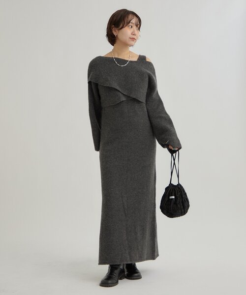 セール】【SETアイテム！】クロスニット ワンピース（ワンピース