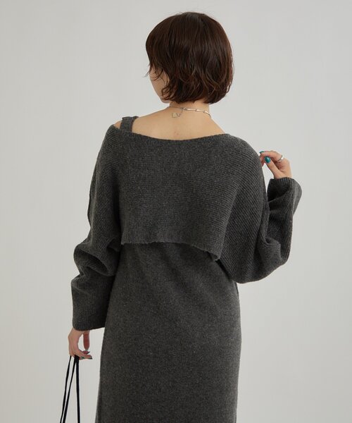 mystic（ミスティック）の「【SETアイテム！】クロスニット ワンピース（ワンピース・レディース・チャコールグレー/アイボリー・1/2）」の13枚目の写真