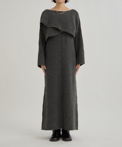 mystic（ミスティック）の「【SETアイテム！】クロスニット ワンピース（ワンピース・レディース・チャコールグレー/アイボリー・1/2）」の12枚目の写真