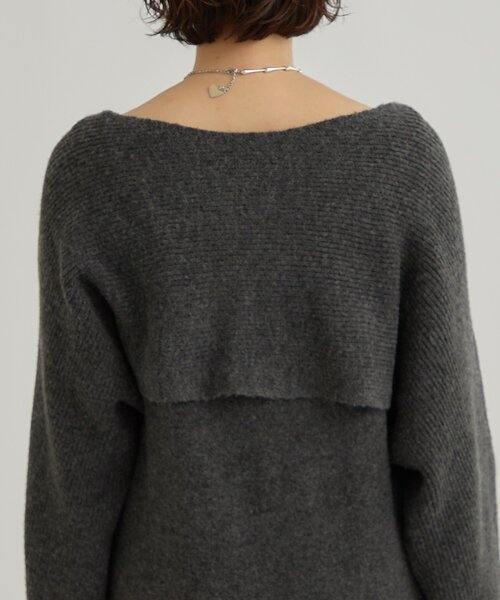 mystic（ミスティック）の「【SETアイテム！】クロスニット ワンピース（ワンピース・レディース・チャコールグレー/アイボリー・1/2）」の20枚目の写真