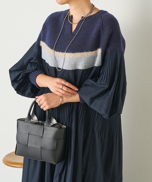 フェザーラインプリーツワンピース