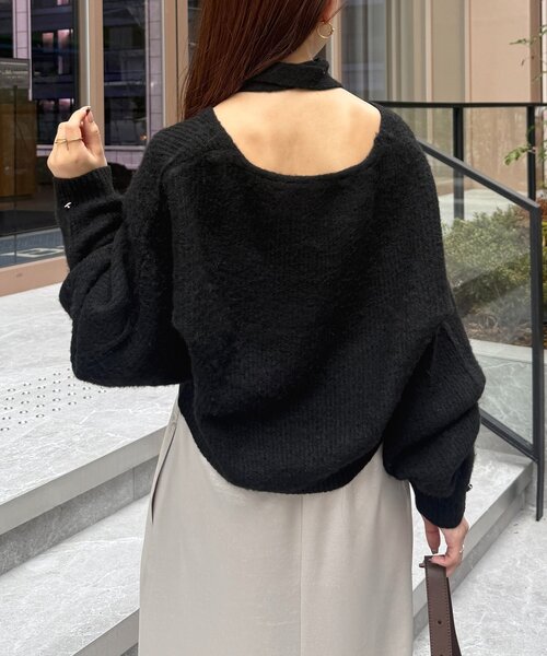 Thevon(ゼボン)の「チョーカー付きVネックニット(ニット/セーター・レディース・ブラック/ブラウン/ベージュ/ミント・FREE)」の7枚目の写真