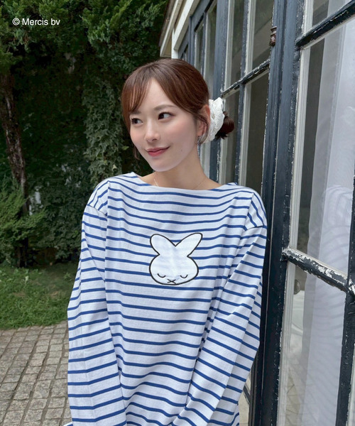 MIIA(ミーア)の「miffy ナインチェデザインボーダーロンT(Tシャツ/カットソー・レディース・ブルー/ブラック・FREE)」の1枚目の写真