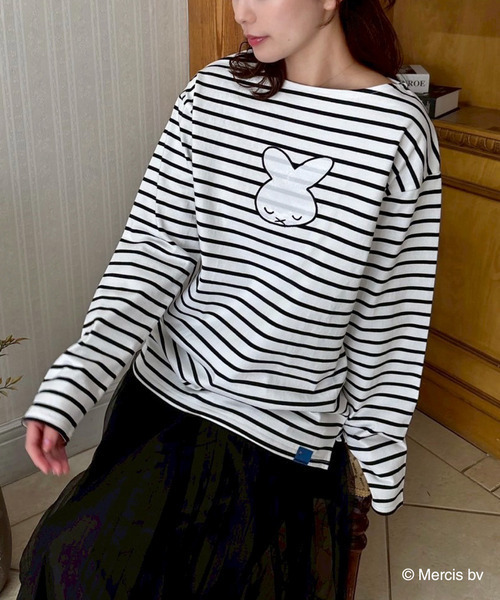 MIIA(ミーア)の「miffy ナインチェデザインボーダーロンT(Tシャツ/カットソー・レディース・ブルー/ブラック・FREE)」の2枚目の写真