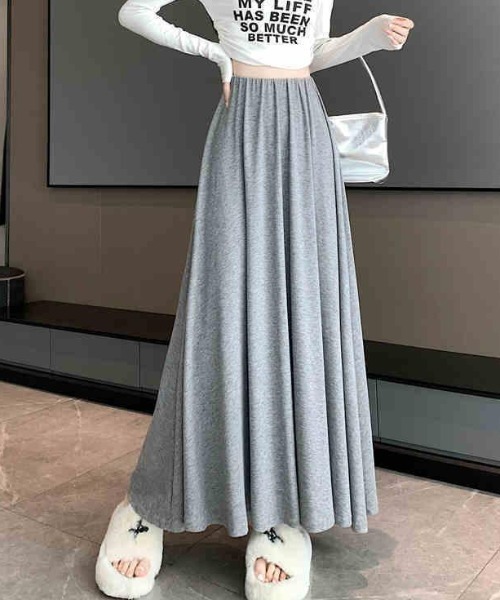 cammie(キャミー)の「カットソーフレアスカート(スカート・レディース・グレー/ブラック/ダークグレー・F)」の1枚目の写真