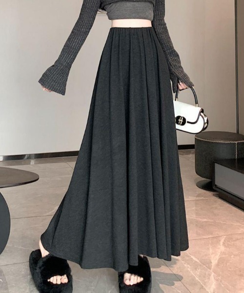 cammie(キャミー)の「カットソーフレアスカート(スカート・レディース・グレー/ブラック/ダークグレー・F)」の2枚目の写真