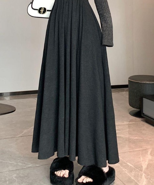 cammie(キャミー)の「カットソーフレアスカート(スカート・レディース・グレー/ブラック/ダークグレー・F)」の7枚目の写真