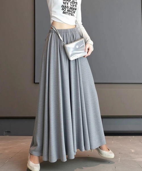 cammie(キャミー)の「カットソーフレアスカート(スカート・レディース・グレー/ブラック/ダークグレー・F)」の8枚目の写真
